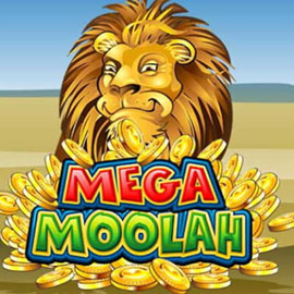 Mega Moolah-Spielautomat mit dem Löwenkopf als Symbolfigur