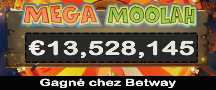 Mega Moolah jackpot gagnant chez Betway.com